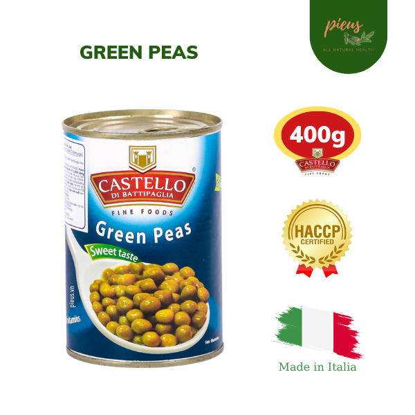 Đậu Hà Lan đóng hộp | Green Peas Naturally Boiled Castello 400 g - Rau củ  đóng hộp giàu dinh dưỡng, tốt cho sức khỏe, tiện lợi nhập khẩu Ý