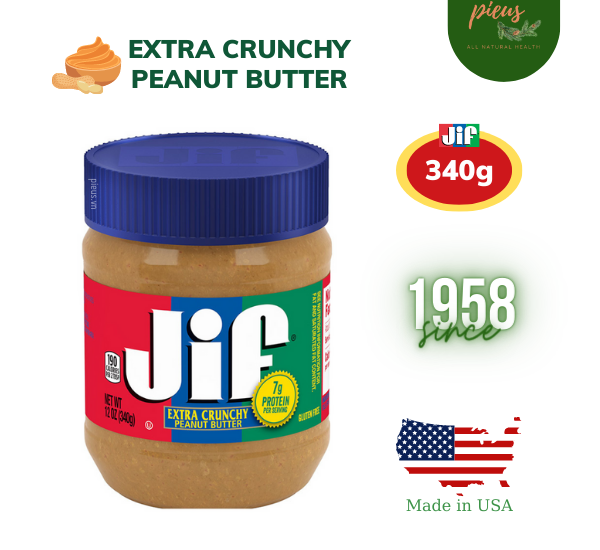 Bơ đậu phộng hạt | Extra Crunchy Peanut Butter Jif 340g – Bơ phết ăn kiêng, eatclean nhập khẩu Mỹ